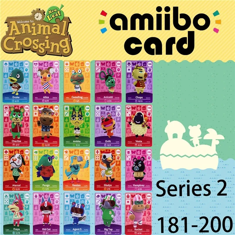 181 ~ 200 Animal Crossing New Horizons Game Amiibo Card для NS Switch 3DS Lobo Set NFC Games Cards Hot Villager Series 2 | Игрушки и