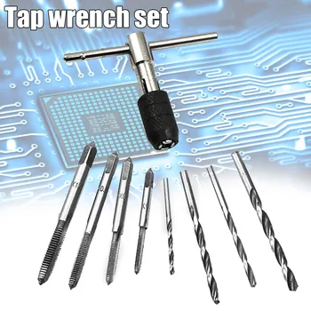 9Pcs Hand Tap Set Screws Thread Taps T- Wrench Reamer M3-M6 Twist Drill Bit J99Store 
9Pcs Hand Tap Set Screws Thread Taps T- Wrench Reamer M3-M6 Twist Drill Bit J99Store