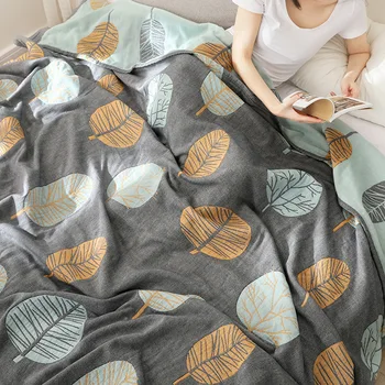 

Children Adults 6 Layer Cotton Gauze Muslin Travel Blanket Airplane Home Soft Summer Nap Throw Coverlet For Sofa Or Bed