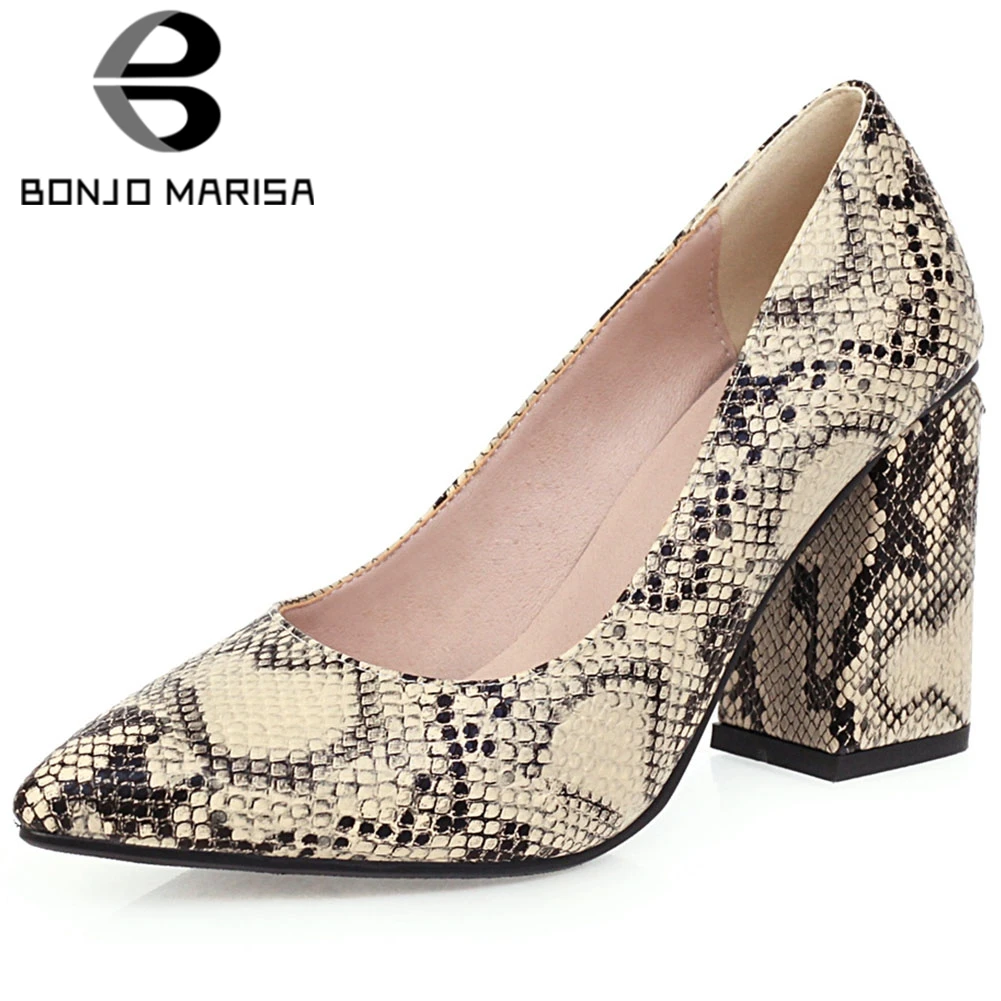 BONJOMARISA Sexy Lady Spring Shallow Pumps Fashion Pointed Toe Snake Print High Block Heels Pumps Women New Brand Shoes Woman
BONJOMARISA Sexy Lady Spring Shallow Pumps Fashion Pointed Toe Snake Print High Block Heels Pumps Women New Brand Shoes Woman