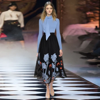 Long sleeve elastic knitted top elastic waist mesh embroidery long skirt fashion suit autumn 2020 NEW
Long sleeve elastic knitted top elastic waist mesh embroidery long skirt fashion suit autumn 2020 NEW