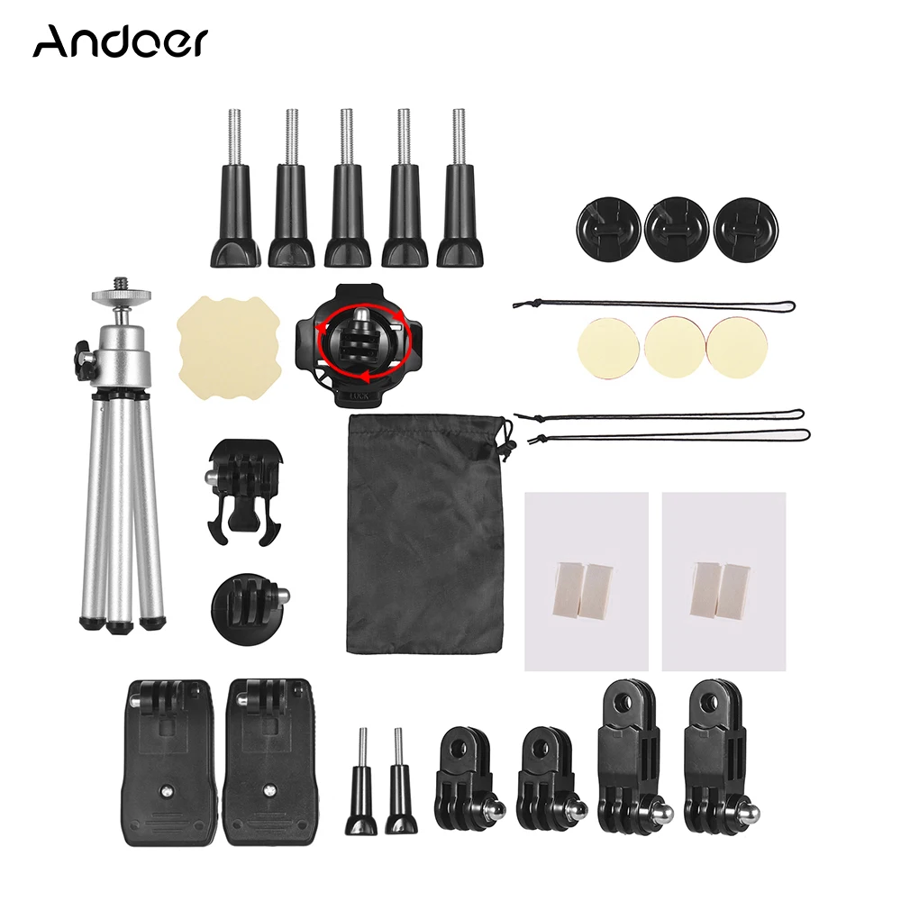 Andoer 32-In-1 Basic Common Action Camera Accessories Kit for GoPro hero 7/6/5/4 SJCAM /YI Outdoor Sports Set | Электроника