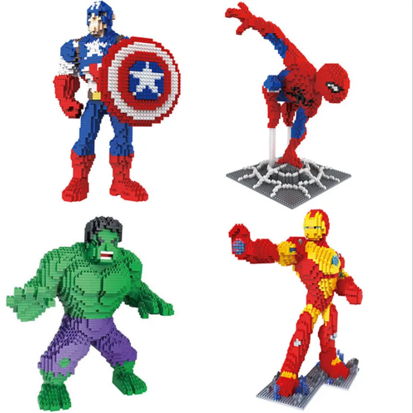 Marvel Avenger Building Spiderman Bricks Blocks Toy Super Hero Iron Man Captain America DIY Model Action Green Hulk Figures Toy
Marvel Avenger Building Spiderman Bricks Blocks Toy Super Hero Iron Man Captain America DIY Model Action Green Hulk Figures Toy