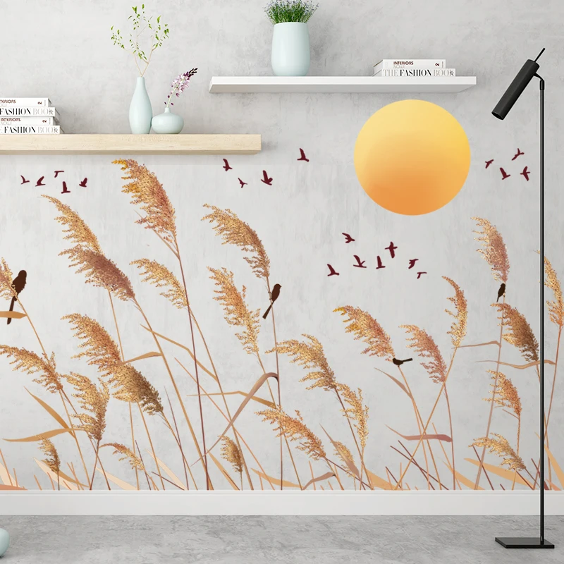 Fresh Artistic Conception Posters Wallpaper Wall Sticker 105*58CM 3D Reed Wall Pictures for Living Room 6 H684d2baebbe749f4b4cd904cf8c6ce5ag