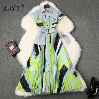 High Quality Runway Summer Designer Woman Clothes 2020 Fashion Turn Down Collar Shirt Patchwork Print Midi Pleated Dress
High Quality Runway Summer Designer Woman Clothes 2020 Fashion Turn Down Collar Shirt Patchwork Print Midi Pleated Dress