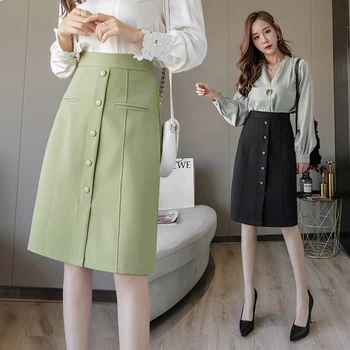 Spring Summer 2020 Sheath Wrap Midi Skirts Single Breasted Elegant High Waist Work Wear Pencil Skirts Black Green Skirt
Spring Summer 2020 Sheath Wrap Midi Skirts Single Breasted Elegant High Waist Work Wear Pencil Skirts Black Green Skirt