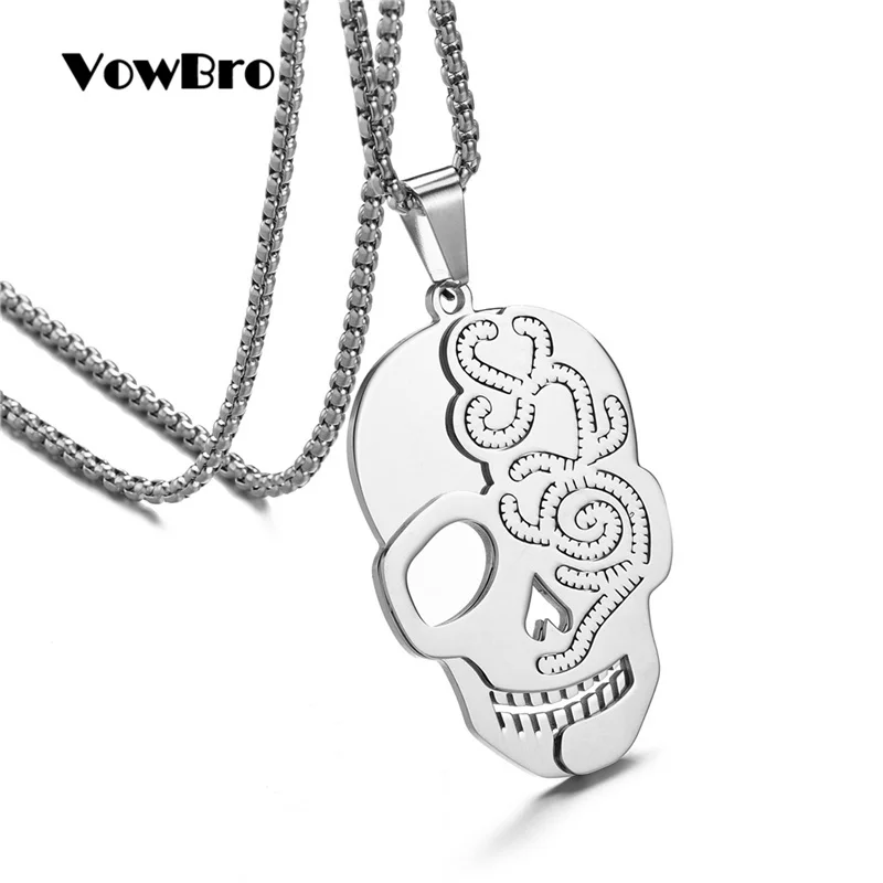 VowBro new 316L Stainless Steel pendant necklace arrival super punk skull biker Fashion Jewelry | Украшения и аксессуары