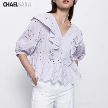 2020 New Summer Sexy Hollow Out V-Neck Short Shirt Women Ruffles Solid Blouses Tops Ladies Blusas
2020 New Summer Sexy Hollow Out V-Neck Short Shirt Women Ruffles Solid Blouses Tops Ladies Blusas