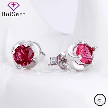 HuiSept Trendy 925 Silver Women Earrings Jewelry Round Shaped Ruby Gemstone Stud Earrings Ornaments for Wedding Party Wholesale 
HuiSept Trendy 925 Silver Women Earrings Jewelry Round Shaped Ruby Gemstone Stud Earrings Ornaments for Wedding Party Wholesale