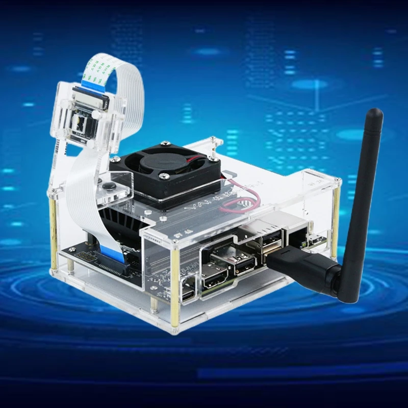 Акриловый чехол для NVIDIA Jetson Nano B01 и A02-включает в себя вентилятор и держатель камеры (Jetson Nano, камера не входит в комплект)