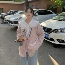 Korean Chic Sweetheart Color Contrast Sweater V-Neck Full Sleeve Kawaii Single Breasted Pocket Loose Knitting Cardigan Sweater
Korean Chic Sweetheart Color Contrast Sweater V-Neck Full Sleeve Kawaii Single Breasted Pocket Loose Knitting Cardigan Sweater