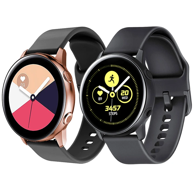 Ремешок силиконовый для Samsung Galaxy Watch 42 мм Active 2 40 мягкий браслет 3 41 45 Huami Amazfit 20 22