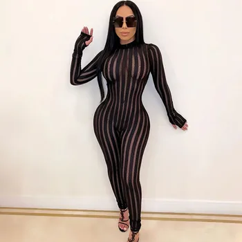 Sexy Club Striped Mesh Bodycon Jumpsuit Overalls for Women 2020 See-through Long Sleeve Rompers Female Skinny One Piece Jumpsuit
Sexy Club Striped Mesh Bodycon Jumpsuit Overalls for Women 2020 See-through Long Sleeve Rompers Female Skinny One Piece Jumpsuit