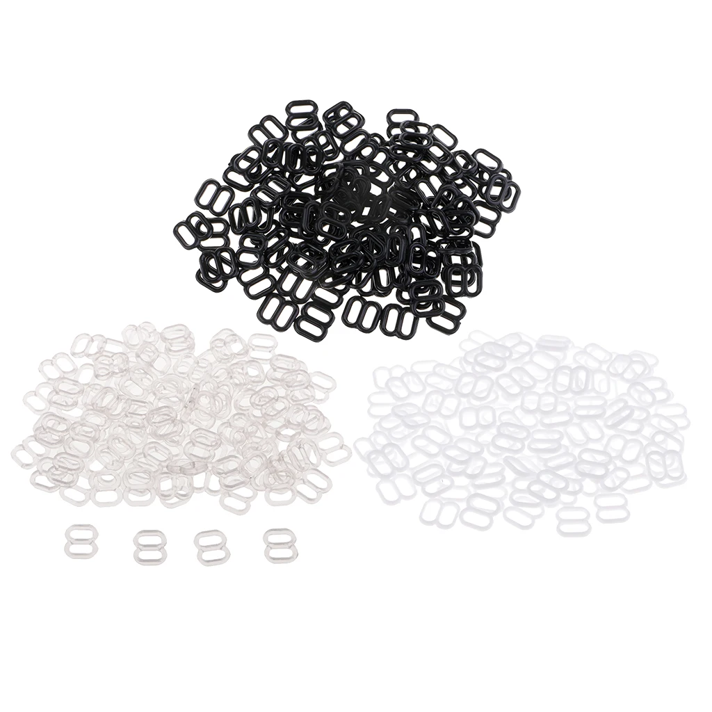 100Pcs/lot 8 Shaped Nylon Lingerie Bra Strap Sliders Adjuster Hook Clips for Corset Garter Bikini