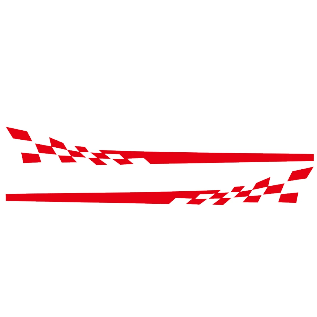 2pcs Car Body Kit Checkered Flag Side Stripes Decorations Red 200x25cm