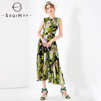 SEQINYY Elegant Midi Dress 2020 Summer Spring New Fashion Design Women Flowers Green Print Ruffles Chiffon Dress Vest
SEQINYY Elegant Midi Dress 2020 Summer Spring New Fashion Design Women Flowers Green Print Ruffles Chiffon Dress Vest