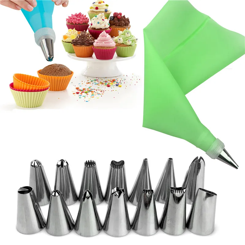 16Pcs/set DIY Kitchen Baking Cake Decorating Tool Silicone Icing Piping Cream Pastry Bag Stainless Steel Nozzle Converter Tools
16Pcs/set DIY Kitchen Baking Cake Decorating Tool Silicone Icing Piping Cream Pastry Bag Stainless Steel Nozzle Converter Tools