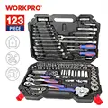WORKPRO 123 шт. набор инструментов ручной для ремонта автомобиля, гаечный ключ Разъем набор профессиональных Инструменты для ремонта автомобилей Наборы