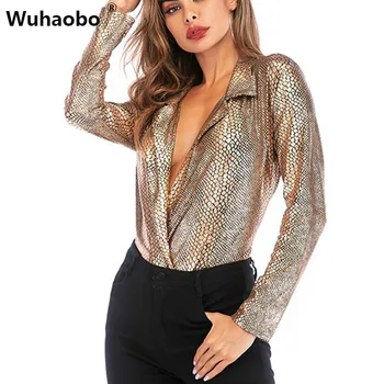 Wuhaobo Casual Golden Snake Print V Neck Turn Down Collar Bodysuit Women Spring Summer Long Sleeve Bodycon Rompers Jumpsuit OL 
Wuhaobo Casual Golden Snake Print V Neck Turn Down Collar Bodysuit Women Spring Summer Long Sleeve Bodycon Rompers Jumpsuit OL
