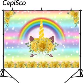Capisco Unicorn Themed photography backdrops Kids Birthday Party Background Rainbow Flower Banner baby shower Photo Studio Props
Capisco Unicorn Themed photography backdrops Kids Birthday Party Background Rainbow Flower Banner baby shower Photo Studio Props