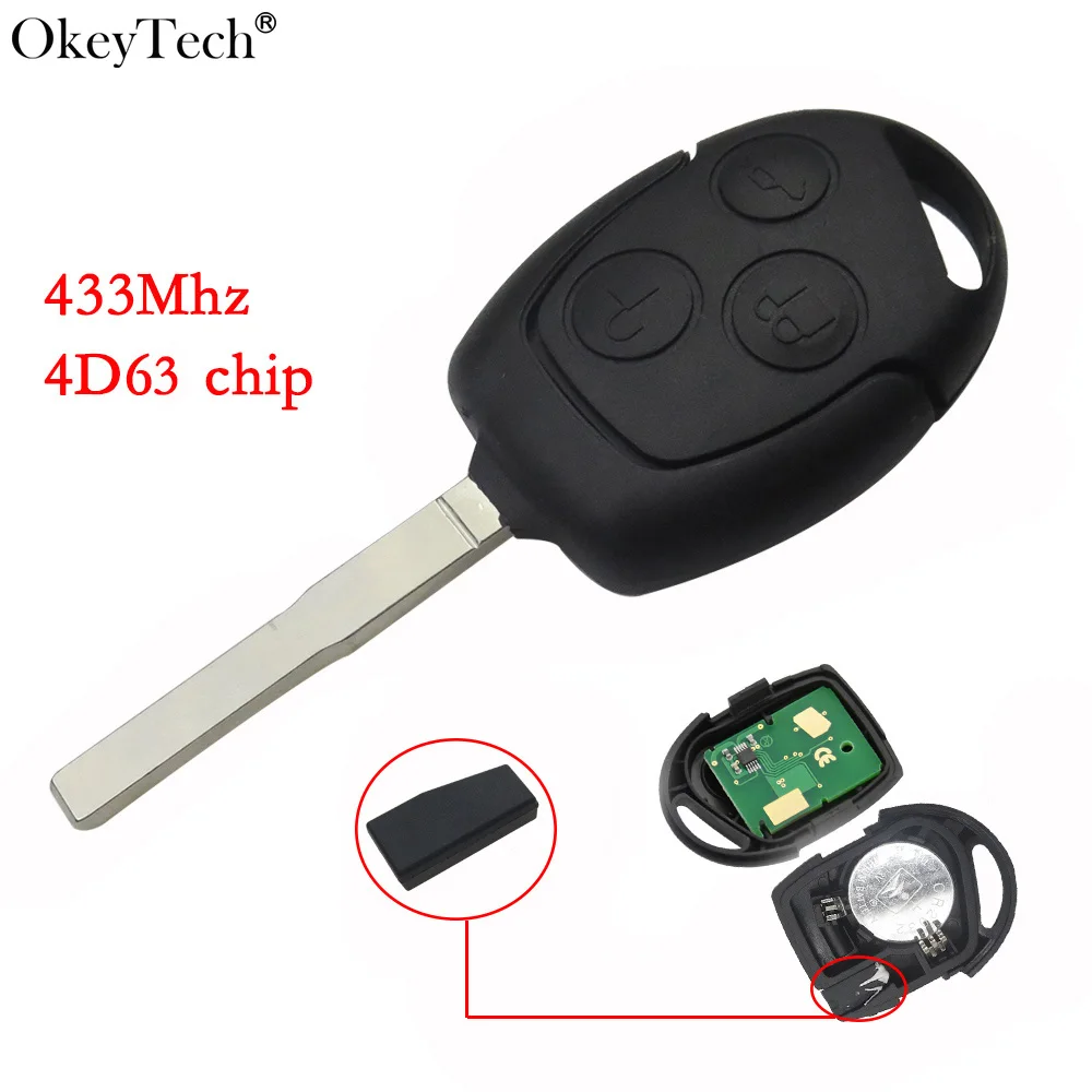 Okeytech 3 Button Remote Car Key 433Mhz For Ford Focus Fiesta Fusion C-Max For Mondeo Galaxy C-Max S-Max With 4D63 Chip
Okeytech 3 Button Remote Car Key 433Mhz For Ford Focus Fiesta Fusion C-Max For Mondeo Galaxy C-Max S-Max With 4D63 Chip