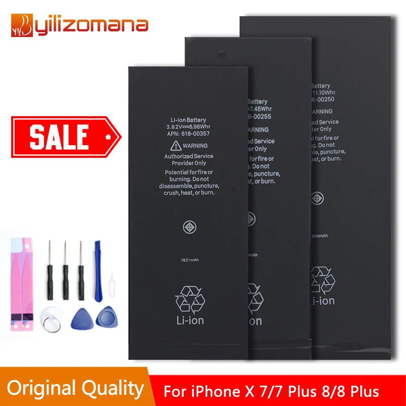 YILOZOMANA Original Capacity Phone Battery For iPhone X 7 / 7 Plus 8 / 8 Plus Replacement Batteries Free Tools Retail Package
YILOZOMANA Original Capacity Phone Battery For iPhone X 7 / 7 Plus 8 / 8 Plus Replacement Batteries Free Tools Retail Package