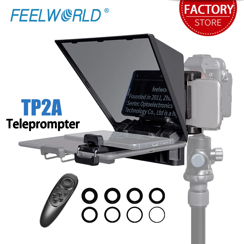 

FEELWORLD TP2A Mini Teleprompter 8 Inch Portable Supports Under 8" Smartphone Tablet Prompting Smartphone DSLR Camera Bluetooth