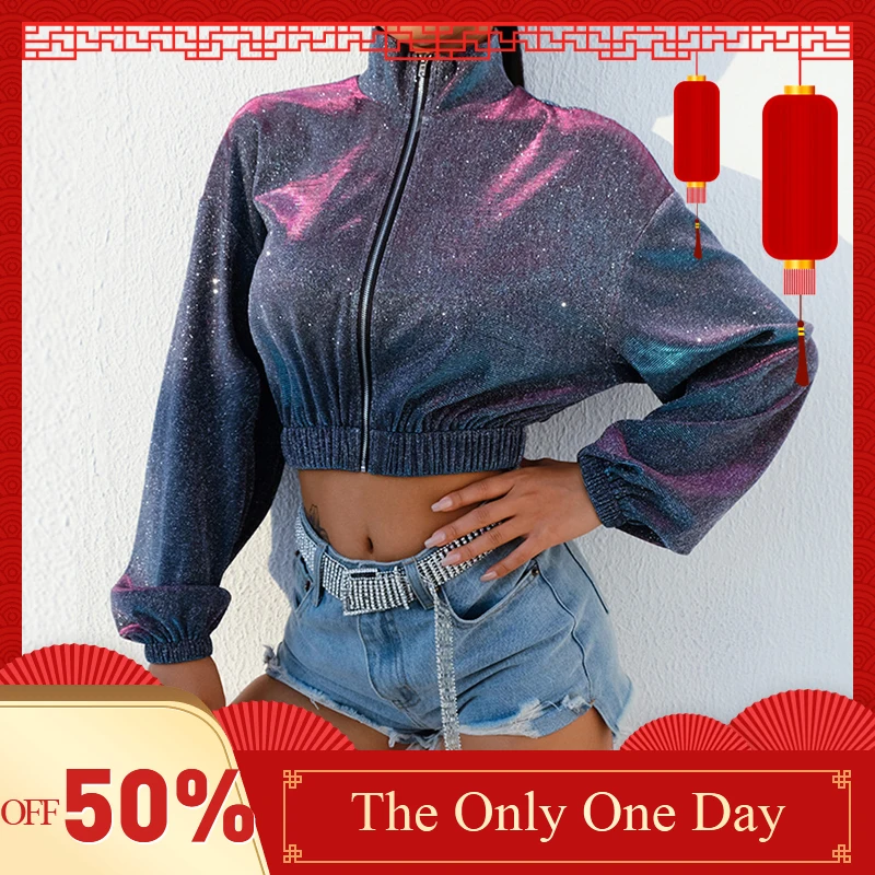 Female Casual Turn Down Collar Full Sleeve Loose Blouse Hip-Hop Coat Women's sparkling zippered coat jackets ropa verano mujer
Female Casual Turn Down Collar Full Sleeve Loose Blouse Hip-Hop Coat Women's sparkling zippered coat jackets ropa verano mujer