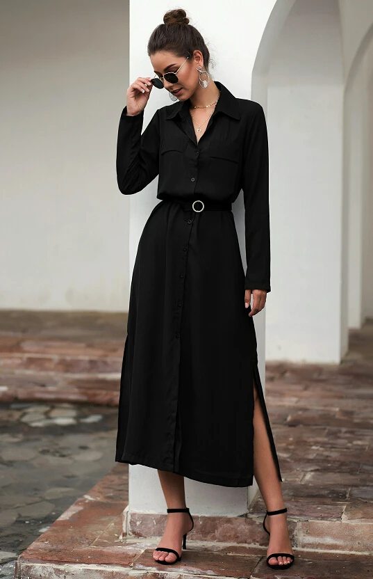 2019 Autumn Winter Women's Casual Dress Long Sleeve A-line Ankle Length Sashes Button Solid Dress
2019 Autumn Winter Women's Casual Dress Long Sleeve A-line Ankle Length Sashes Button Solid Dress
