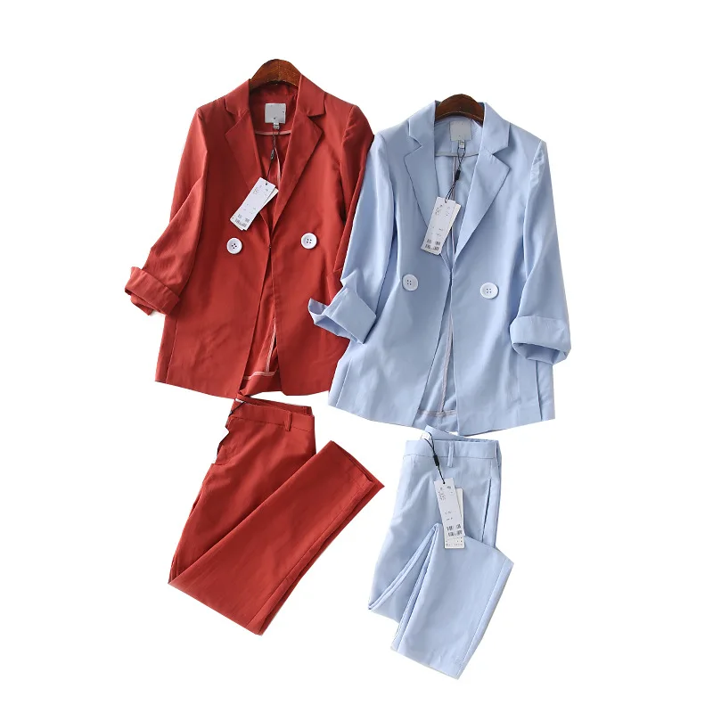 A Generation of OL Fashion Solid Color Two-Button Cotton Linen Suit Suit Pants Two-Piece Set Entity
A Generation of OL Fashion Solid Color Two-Button Cotton Linen Suit Suit Pants Two-Piece Set Entity