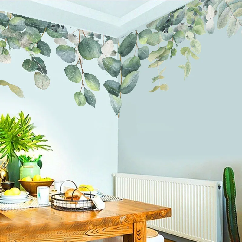 

Nursery Green Foliage Leaves Botanical Wall Sticker PVC Removable Living Room Bedroom Decoration Art Mural Wall Decal