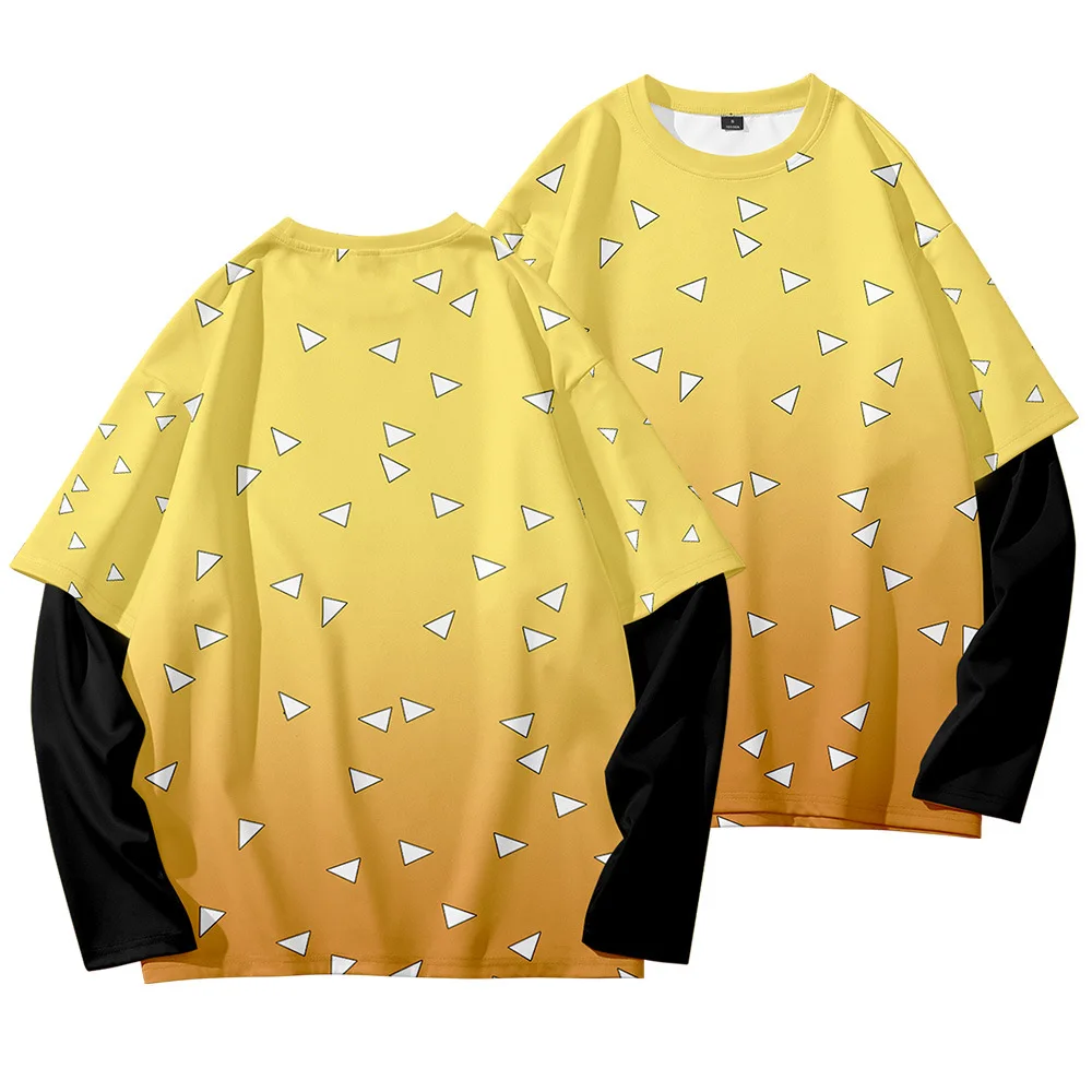 

Demon Slayer Zenitsu Agatsuma T-shirt Streetwear Long Sleeve Spring Autumn T Shirt Casual Tee Tops Streetwear