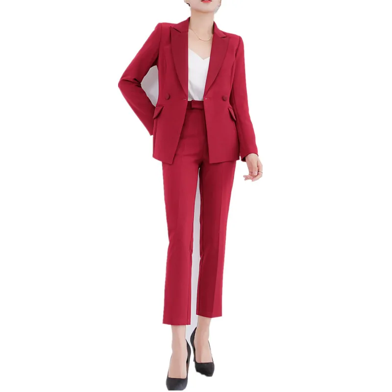 Burgundy women's suits high-quality women's casual suits silm fit double-breasted business wear two-piece suits blazers pants
Burgundy women's suits high-quality women's casual suits silm fit double-breasted business wear two-piece suits blazers pants