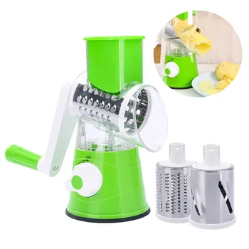 3 in 1 Swift Rotary Drum Vegetable Slicer Grater Nut Shredder Cutter Peeler Spiralizer Cheese Chopper Potato Carrot Onion Grater