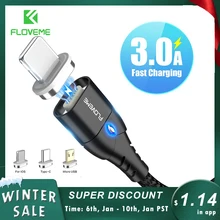 FLOVEME kabel magnetyczny Micro rodzaj usb C dla iPhone kabel lightning 1M 3A kabel szybkiego ładowania typu C magnetyczna ładowarka kabel do telefonu(China)