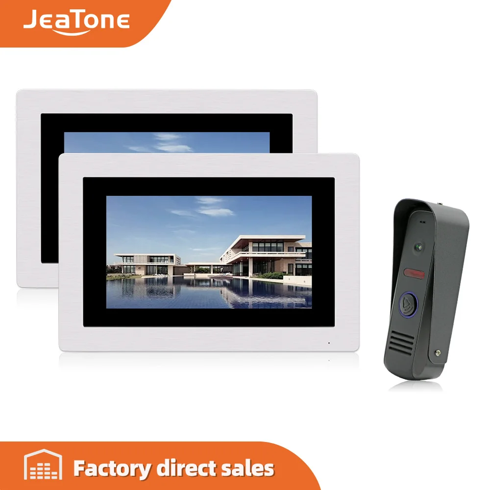 JeaTone 7 Touch Screen Wired Video Doorbell Video Intercom Rainproof Door Phone Home Security System 1 Camera 2 Monitors
JeaTone 7 Touch Screen Wired Video Doorbell Video Intercom Rainproof Door Phone Home Security System 1 Camera 2 Monitors