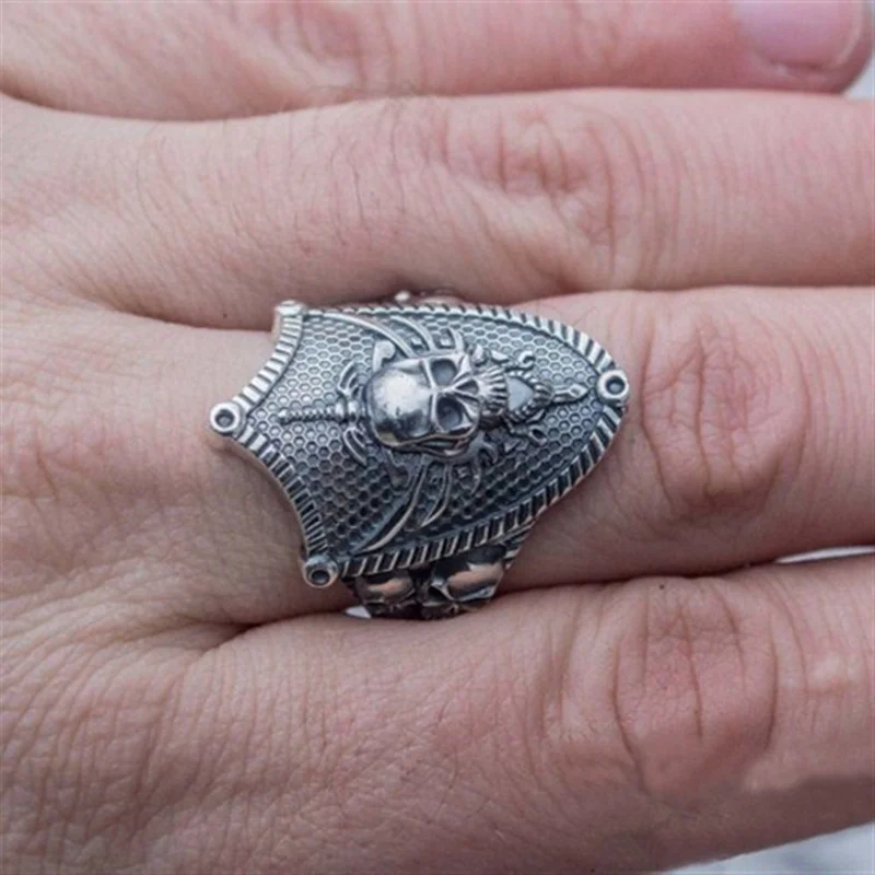 Exaggerated Sword and Shield Shape Skull Head Pattern Ring Men's Ring Metal Exaggerated Special Ring Accessories Party Jewelry
Exaggerated Sword and Shield Shape Skull Head Pattern Ring Men's Ring Metal Exaggerated Special Ring Accessories Party Jewelry