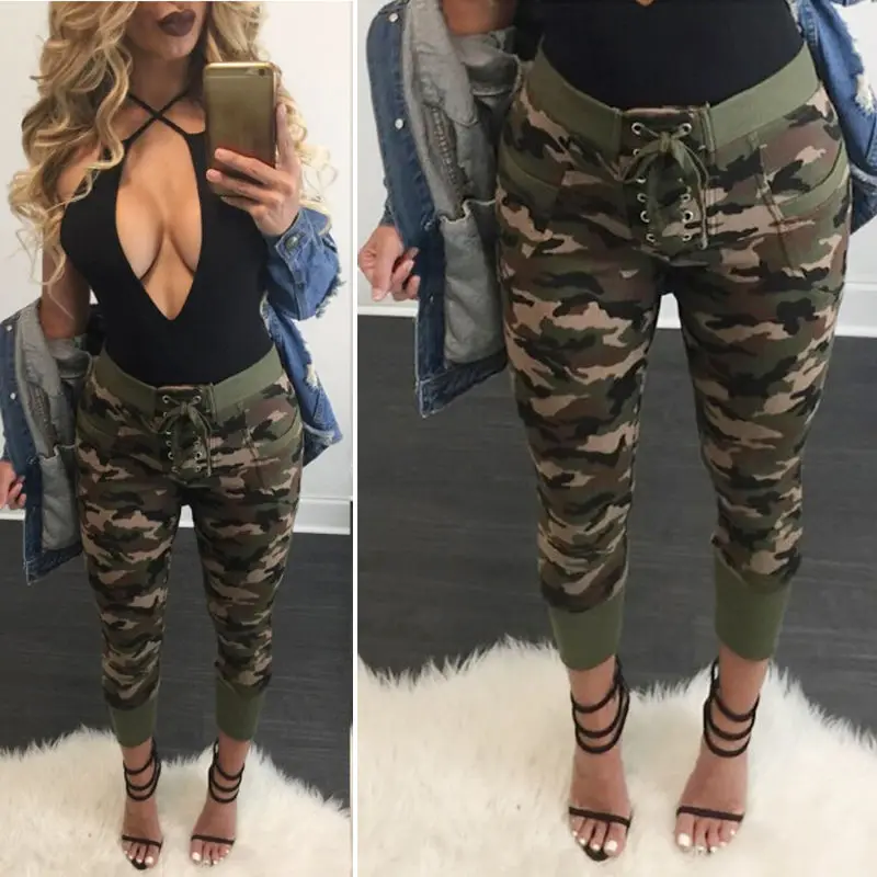 Fashion Women Camouflage Print Lace-up Drawstring Pants High Waist Empire Slim Bodycon Sexy Causal Trousers Pantalon Rompers New
Fashion Women Camouflage Print Lace-up Drawstring Pants High Waist Empire Slim Bodycon Sexy Causal Trousers Pantalon Rompers New