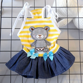 Denim Dog Dress Spring and Summer Sling Teddy Dog Skirt Yellow Stripe Cotton Back Suitable for Small and Medium-sized Dogs
Denim Dog Dress Spring and Summer Sling Teddy Dog Skirt Yellow Stripe Cotton Back Suitable for Small and Medium-sized Dogs