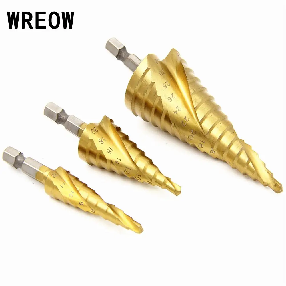 3 Pcs Step Drill Bit 4-12/20/32mmTitanium HSS Coated Step Cone Metal Hole Cutter Metal Hex Tapered Drill Power Tools Accessories
3 Pcs Step Drill Bit 4-12/20/32mmTitanium HSS Coated Step Cone Metal Hole Cutter Metal Hex Tapered Drill Power Tools Accessories