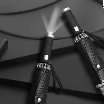 New Automatic Reverse Umbrella with flashlight 10 and 12 bones extra large 3-folding with reflective strip umbrella rain women
New Automatic Reverse Umbrella with flashlight 10 and 12 bones extra large 3-folding with reflective strip umbrella rain women