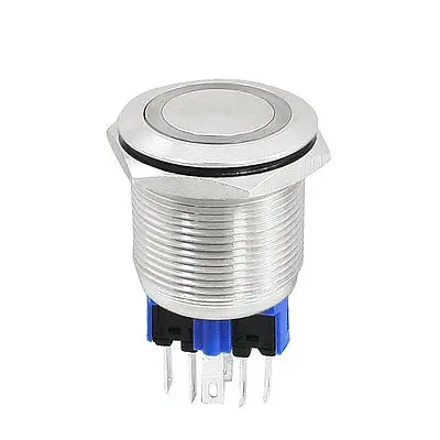 24V Red LED Light 22mm Thread Mount 6 Pin Metal Pushbutton Switch DPDT