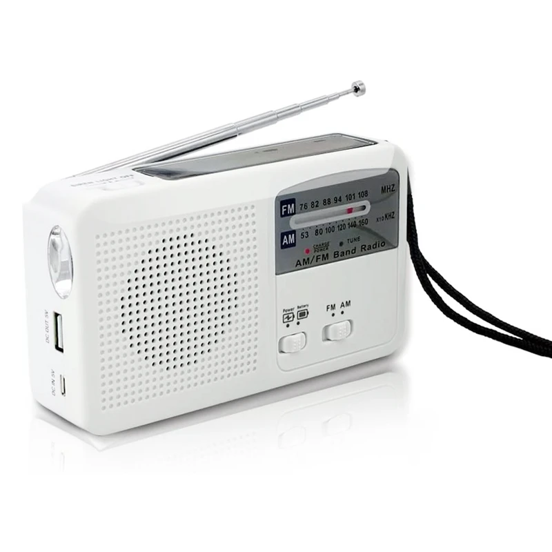 Фото Аварийное радио с солнечной и ручной рукояткой батарея USB подзарядка FM/AM