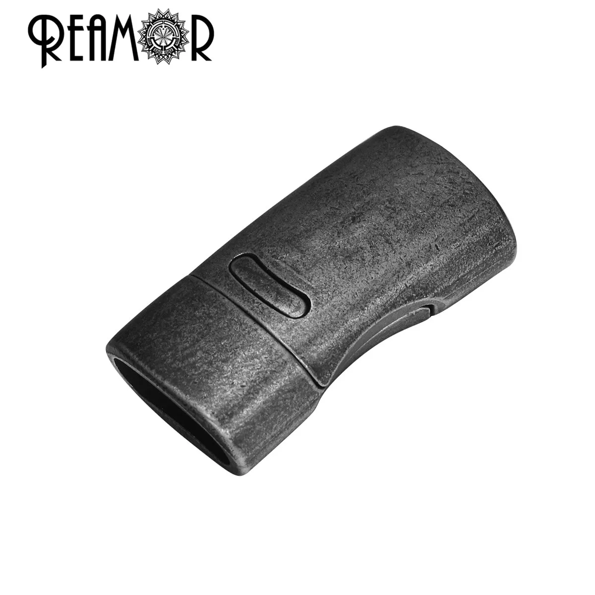 

REAMOR Retro Black 316l Stainless Steel 10*5mm Oblate Embedded Magnetic Clasp For DIY Leather Bracelet Buckle Jewelry Findings