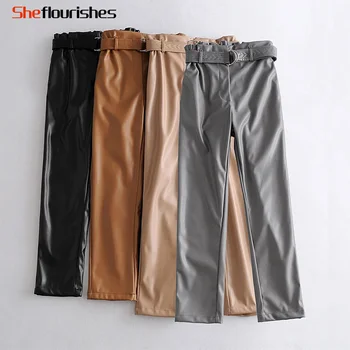 Sheflourishes Women High Waist PU leather Trousers with Belt Thick Pencil Pant Female 2020 Winter Skinny Faux Leather Autumn TRF
Sheflourishes Women High Waist PU leather Trousers with Belt Thick Pencil Pant Female 2020 Winter Skinny Faux Leather Autumn TRF