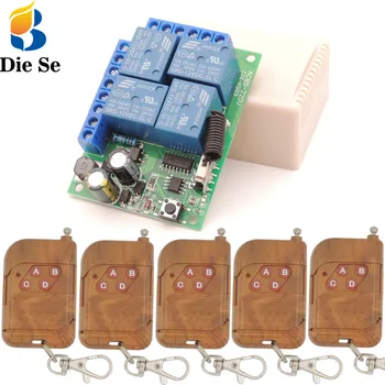 433 MHz Universal rf Remote Control Switch AC 220V 10A 4CH rf Relay Receiver and Transmitter for Garage door and gate Control
433 MHz Universal rf Remote Control Switch AC 220V 10A 4CH rf Relay Receiver and Transmitter for Garage door and gate Control