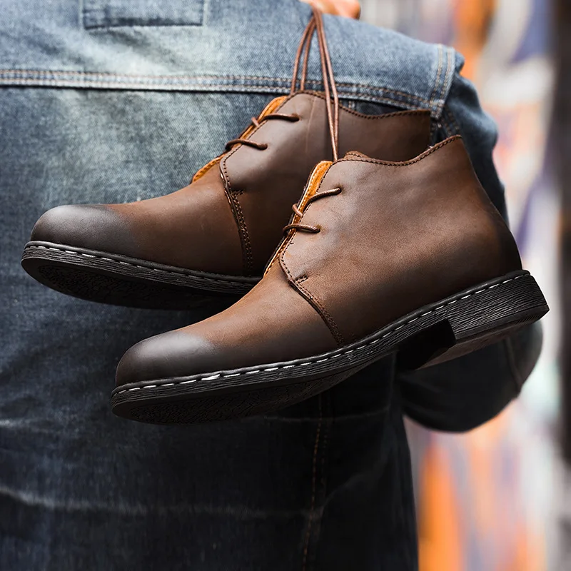 Men's Chelsea Boots 100% Genuine Leather Handmade Ankle Boots for Men Crepe sole Chukka Boot