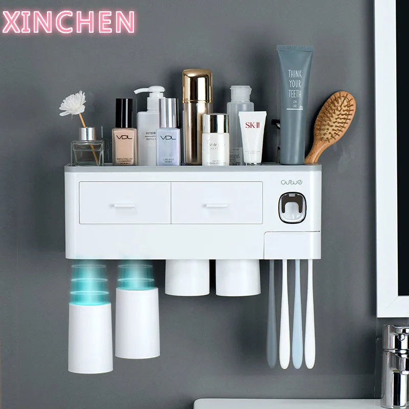 XINCHEN 3 Color Toothbrush Holder Automatic Toothpaste Squeezer Dispenser Wall Mount Storage Rack For Home Bathroom Accessories
XINCHEN 3 Color Toothbrush Holder Automatic Toothpaste Squeezer Dispenser Wall Mount Storage Rack For Home Bathroom Accessories