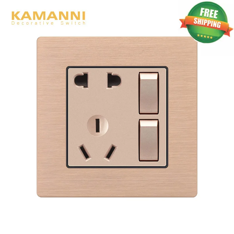 Kamanni Wall Socket with Switch 2 Gang 1 Way 5 Pole Socket Aluminum Wire Drawing Panel Type 86mm*86mm
Kamanni Wall Socket with Switch 2 Gang 1 Way 5 Pole Socket Aluminum Wire Drawing Panel Type 86mm*86mm
