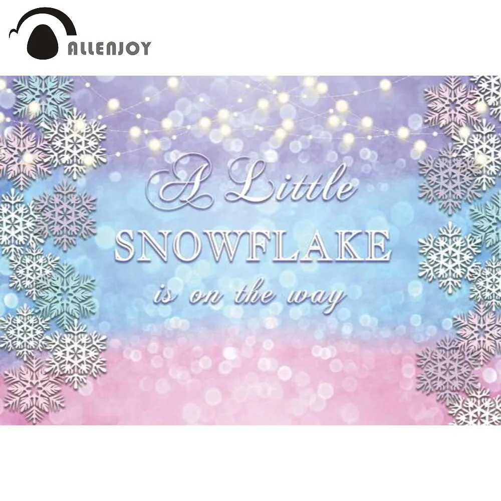 

Allenjoy A Little Snowflake is on the Way Backdrop Baby Shower Newborn Birthday Party Bokeh Winter Background Photo Zone